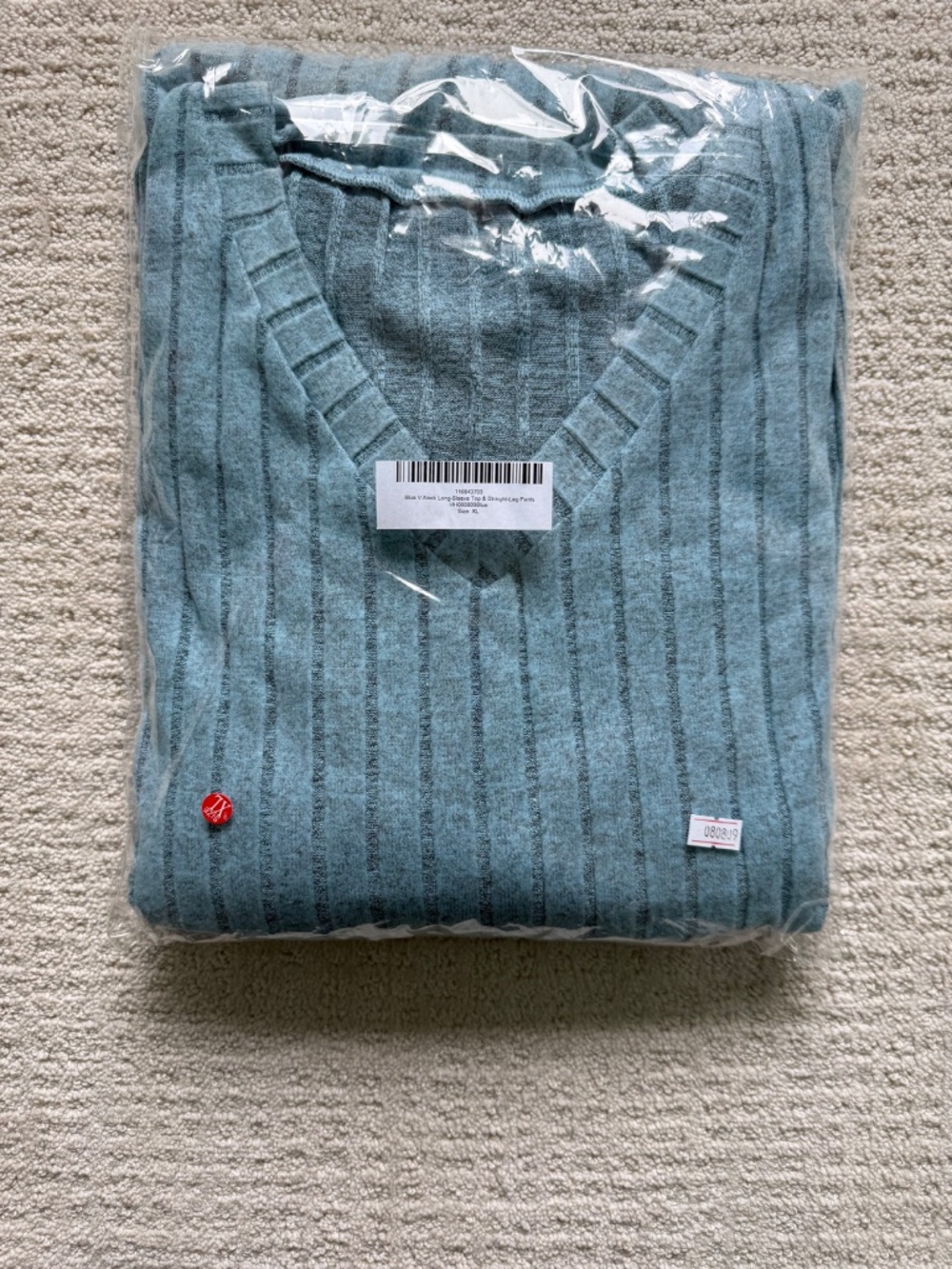LEO ROSI | Women's Blue Long Sleeve Ribbed Knit Lounge Set Sz XL - Picture 3 of 4